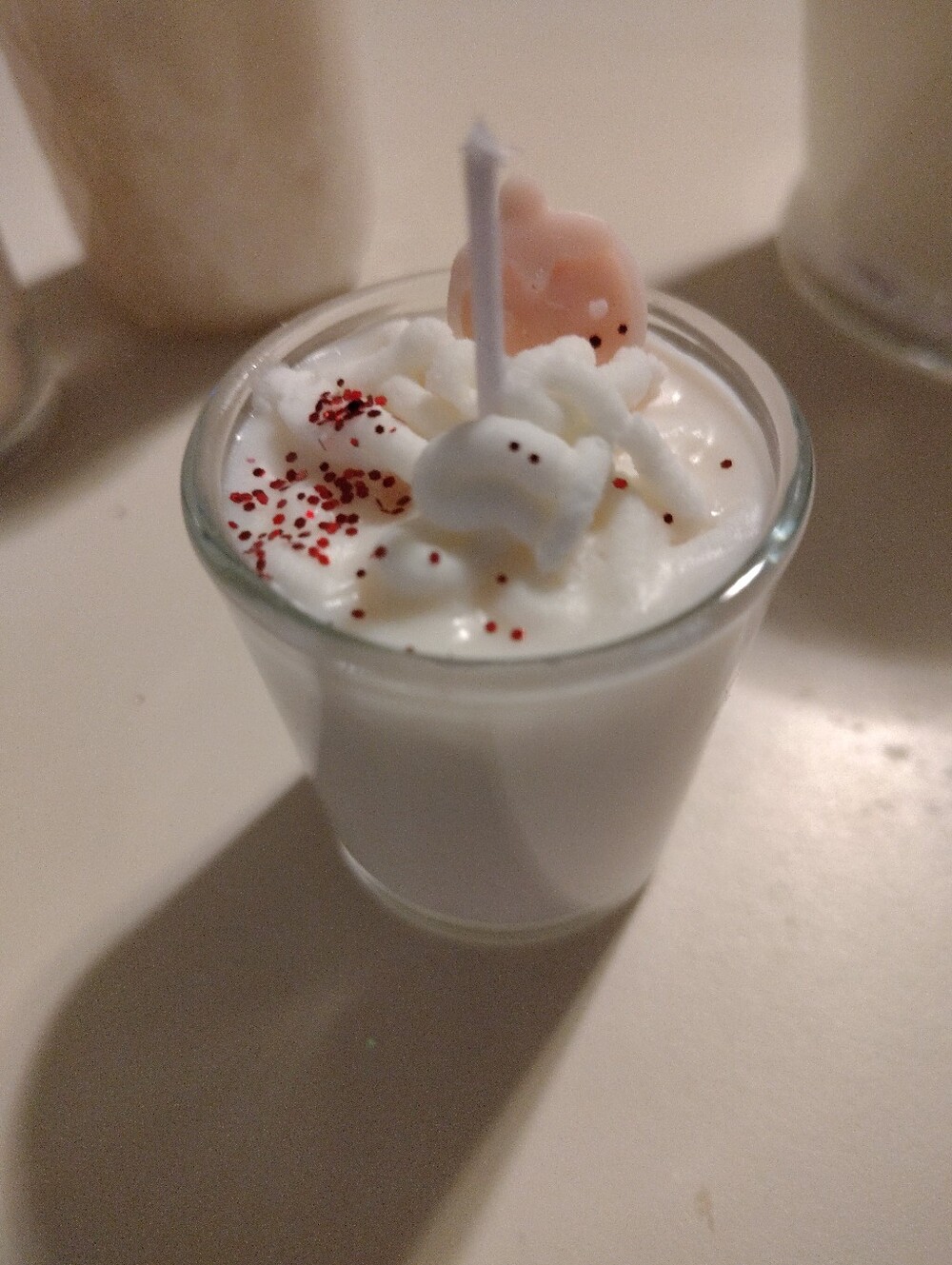 Strawberry Whipped Soy Candle Votive with Pink Strawberry - Picture 4 of 4